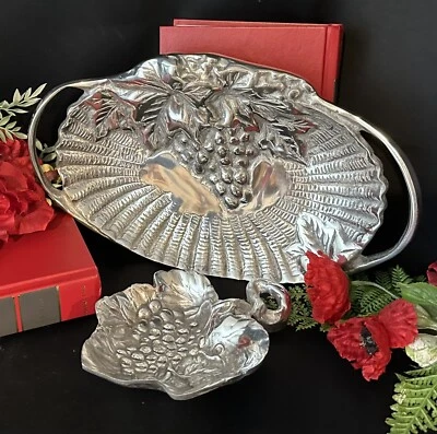 Pewter Trays Armetale Grape Decorative Serving Trays Candle Holders Candy Dish * - Image 1 of 4