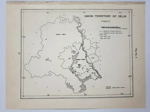 1961 Mapa Territorio de la Unión de Delhi - Bosques 11 pulgadas x 8,50 pulgadas - Imagen 1 de 1