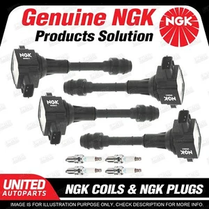 NGK 4 Spark Plugs + 4 Igniton Coils for Nissan X-Trail T30 2.5L 4Cyl - Picture 1 of 2