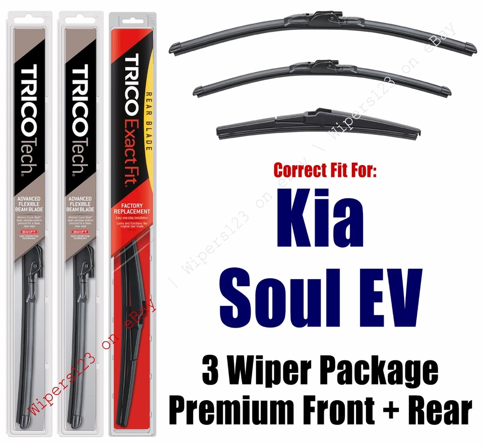 Limpiaparabrisas 3pk Premium Beam ajuste delantero/trasero 2015+ Kia Soul EV 19240/200/11A Foto 1 de 1