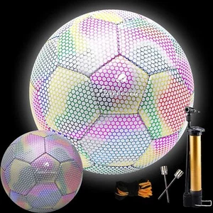 Reflective Football Night Glow Footballs Glow in the Dark Soccer Ball Size 5 UK - Picture 1 of 7
