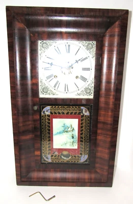 Antiguo reloj Waterbury Ogee con pesas 30 horas, tiempo/huelga Foto 1 de 4