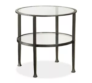 Symon Metal/Glass Round End Table Black 24"D x 24"W x 24"H - New Retail Returned - Picture 1 of 6