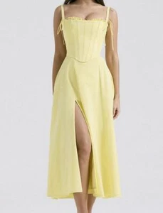 Damen 2024 neu französisches Temperament Grace Tube Top Schlinge schmale Passform geschlitzt langes Kleid - Bild 1 von 8
