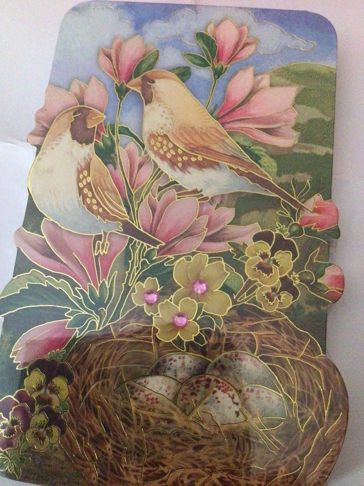 Punch Studio Die Cut Notepad with 75 sheets Birds with Flowers and Nest New - Image 1 of 1