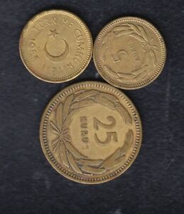 3 MONETY TURECKIE, KURUS 1943,5 KURUS, 1950/1955