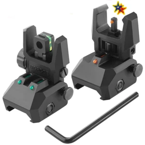 Tactical Folding Back Up Iron Sight Flip Up Sights Front & Rear Picatinny Rail - Picture 1 of 23
