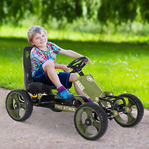 Go Kart Ride On Racer Kids Children Hand Brake Pedal Powered Adjustable EVA Tyre