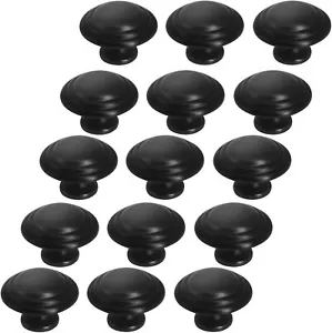 1-3/8 Flat Bi-Fold Round Kitchen Cupboard Cabinet Door Knobs 15 Pack Black - Picture 1 of 3