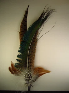German Bavarian Festival Peacock Feather Hat Pin Alpine Hat Charm - Picture 1 of 6