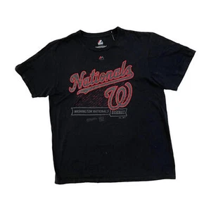 Majestic Black Short Sleeved Washington Nationals Printed T-Shirt For Mens L - Picture 1 of 4