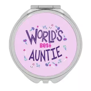 Gift Compact Mirror : Worlds Best AUNTIE Great Floral Birthday Family Aunt - Picture 1 of 3