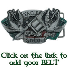 Tattoo Gun Belt Buckle Swallow Tattooist Sword Metal Biker Pewter Style