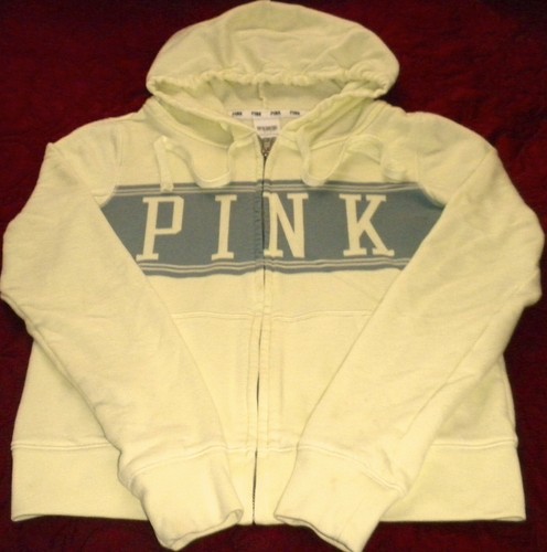 VETEMENTS Women's Victoria Secret PINK Athletic Leisure Full Zip Hoodie Jacket YELLOW Sz S