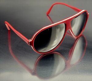 Vintage Ski Aviator Mirror Sunglasses Red / White Stripe Taiwan 62[]11-140 