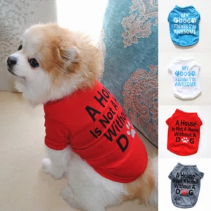 Pet Letter Printed Clothes Vest Puppy Dog Cat Cute T Shirt Cotton Coat Costume w - Picture 1 of 16