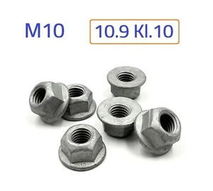 10 Stück Stopp Mutter M10 mit Bund Kl.10 ( 10.9) hochfest Zinklamelle - Bild 1 von 4