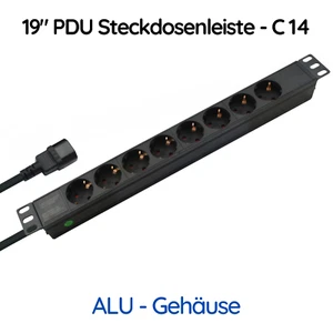 Barre de prise 19 pouces armoire onduleur C14 connecteur appareils froids PDU 8 fois 2 m 1U - Photo 1/3