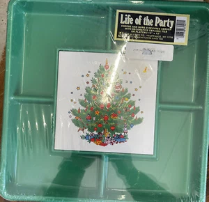 Life Of The Party Christmas Plastic Hors D’Oeuvres Snack Server Tray - Picture 1 of 1