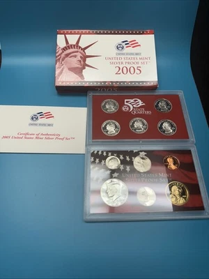2005 S U.S. Mint Silver Proof Set Complete with Box And COA (11 coins total) - Image 1 of 4