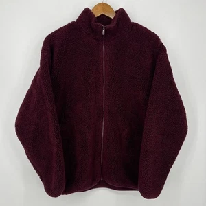 PINK Victoria's Secret Sherpa Jacket Women's L Maroon Red Full Zip New NWT - Picture 1 of 9