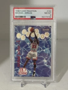 1998 Fleer Tradition Michael Jordan Plus Factor Card #142 PSA 8 SHIPS SAME DAY - Picture 1 of 6
