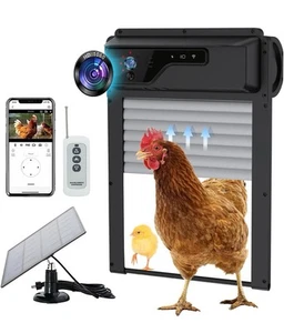 Automatic Chicken Coop Door HD Camera, Solar Powered 5000mAh Battery Remote - Picture 1 of 12