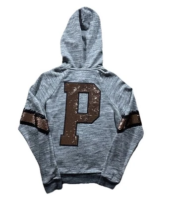 Victoria's Secret ROSA Lentejuelas Bling Perfecta Cremallera Sudadera con Capucha Chaqueta Gris Talla M Y2K Foto 1 de 4