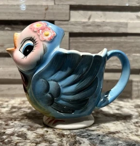 Lefton Geo Z. BLUEBIRD CREAMER #290 Vintage 50s Blue Bird Original Sticker Mint - Picture 1 of 6
