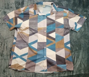 Hawalili Herren Hemd mit Knopfleiste XXL Geometrisch Abstrakt Print Kurzarm Freizeit - Bild 1 von 10