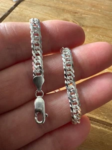 Cadena de pulsera de plata de ley de 5,5 mm de doble eslabón de lujo 8,5"/21 cm (1428) - Imagen 1 de 2