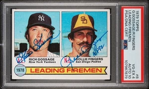 1979 Topps Leading Firemen #8 Rich Gossage Rollie Fingers PSA 4 AUTO 10 - Picture 1 of 2