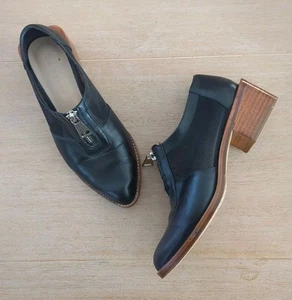 Mi Piaci all leather mesh side zip top loafer heels Size 37 *defect - Picture 1 of 15