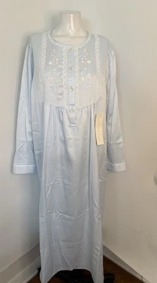 Vintage Miss Elaine XL Granny Long Nightgown Gown Lt Blue Embroidered Lace NWT - Image 1 of 4