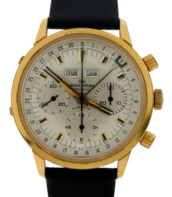 Reloj suizo Wakmann 40 mm vintage cronógrafo triple calendario para hombre Valjoux 730! Foto 1 de 4