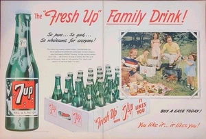 vintage 1950 7Up soda print ad.  fresh up with 7UP. Post World War II. Retro art - Picture 1 of 1