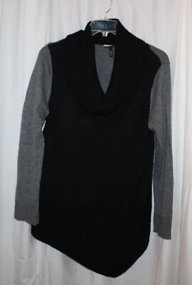 B-F)Allison Brittney® Black/Gray Long Sleeve Stretch Mock Cowl Neck Sweater - 3X Foto 1 de 4