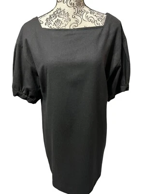 Yves Saint Laurent Rive Gauche Black Wool Short Dress Short Puff Sleeve Button M - Image 1 of 4