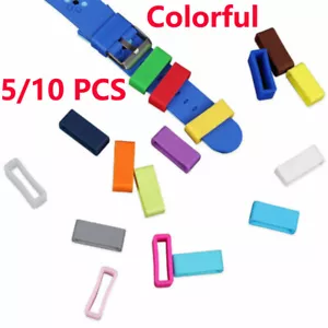 5/10 Pcs Buckle Band Strap Loop Rubber Watch Keeper Holder Colorful Rings - Picture 1 of 21