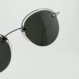 Authentic RARE Vintage Red Rose 281 Steampunk Semi Rimless Round Sunglasses - Picture 1 of 8