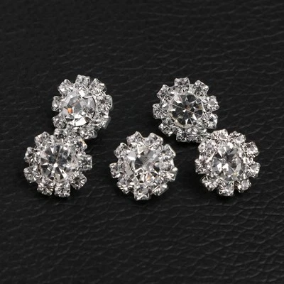 5Pcs 12mm Round Rhinestone Shank Button Sewing Craft Embellishment DIY - Image 1 of 4