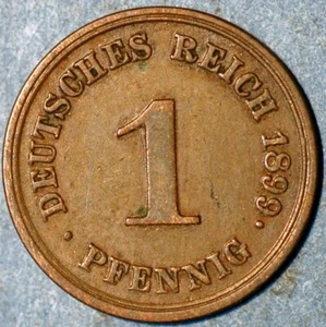 Germany 1 Pfennig 1899 E Wilhelm II KM# 10 - Picture 1 of 2