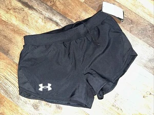 Under Armour Girls Fly By 3” Shorts YSM Black Loose Athletic - Picture 1 of 2