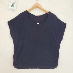 Tan Jay Blouse Women Size XL Black Short Sleeve Petite Stretch Top - Picture 1 of 9