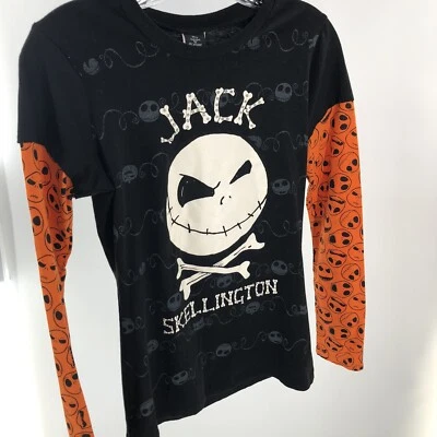 Camiseta de manga larga negra y naranja con logotipo de Jack Skellington mediana 7/9 de Disney para niñas Foto 1 de 4
