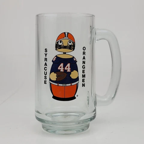VTG Syracuse Orangemen SU Orange Drinking Glass Mug Cuse Football Player - RARE Cover