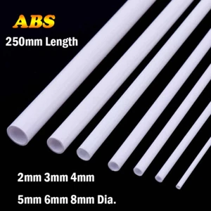 ABS Plastics Round Tubes 250mm Length - 2mm 3mm 4mm 5mm 6mm 8mm Diameter - Picture 1 of 5