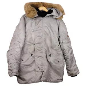 ALPHA INDUSTRIES Extreme Cold Weather Parka Jacket Size Medium M Grey N3B Fur - Picture 1 of 17