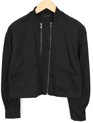 SISLEY  Jacket Women's UK 10 Lightweight Asymmetrical Zip Cropped Lined Black - Image 1 of 4