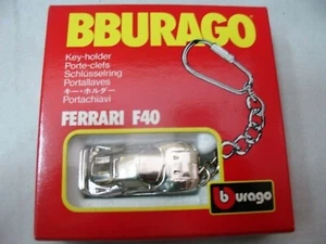 WOW EXTREMELY RARE Ferrari F40 Chrome Plated Made in Italy Keyring 1/87 Burago - Picture 1 of 2